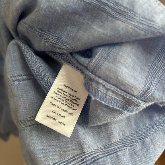 Talbots Large Blue Lightweight Cotton Blouse Coastal Spring - Picture 5 of 6